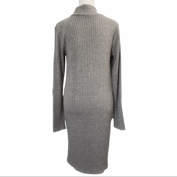 ARITZIA WILFRED FREE MARIE LIGHT GREY MOCK NECK LONG SLEEVE KNIT SWEATER DRESS - Picture 3 of 10
